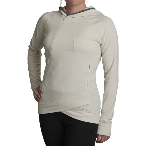 Mist - Woman wearing Ultimate Direction Women's Ultra Hoodie, front view